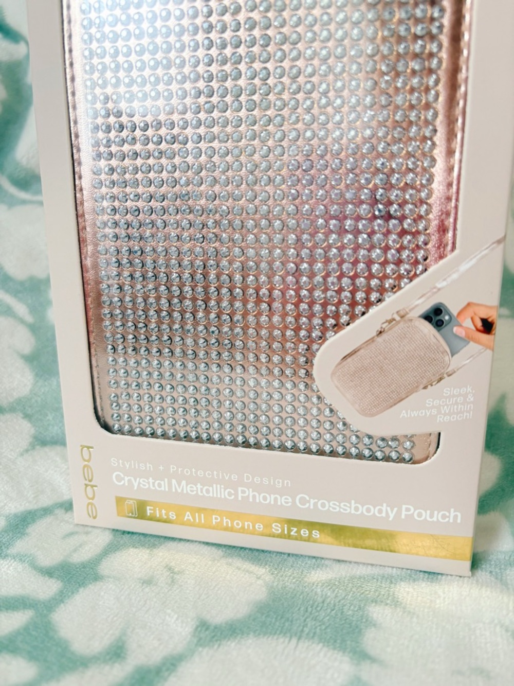 Bebe Pink Crystal Metallic Phone Crossbody Pouch 💖✨ - Picture 3 of 4